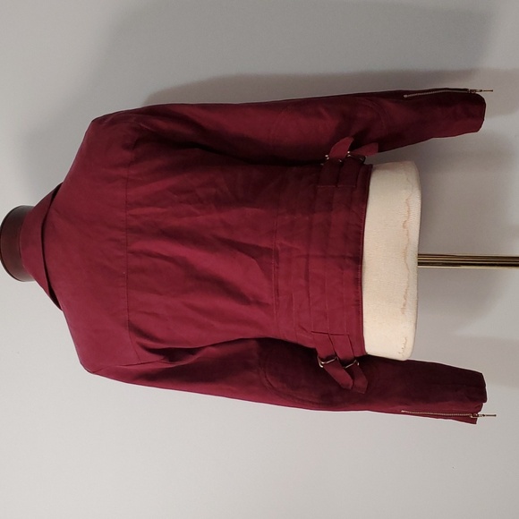CLUB MONACO burgundy lightweight moto jacket. Size small - Picture 6 of 11
